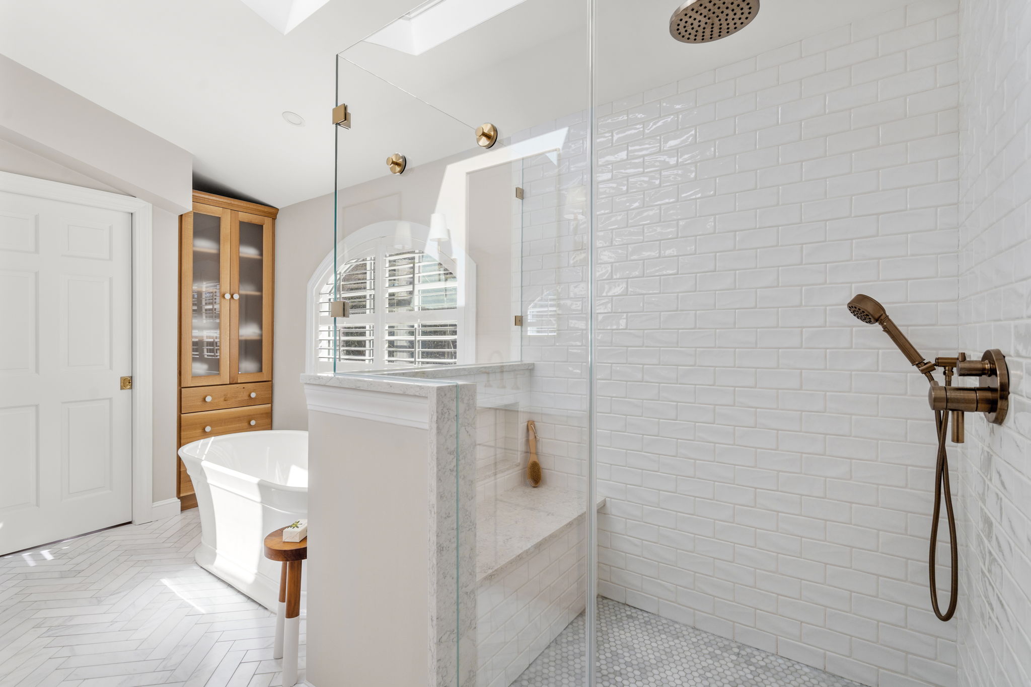 Bathroom remodel with a walk-in shower and double vanity